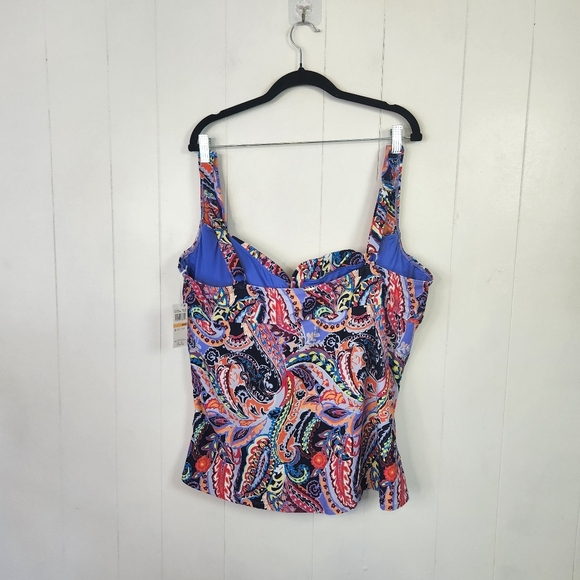 Anne Cole Paisley Parade Underwire Twist Tankini Swimsuit Swim Top New Size 24W - Picture 3 of 5
